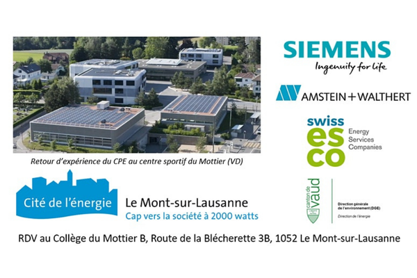 Invitation : conférence suivie d'une table ronde sur le Contrat de Performance Énergétique (CPE) pour communes et acteurs immobiliers, le mercredi 18 mai 2022 au Mont-Sur-Lausanne